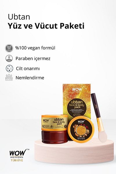 WOW Skin Science Ubtan Face and Body Mask – 91.53% Natural Ingredient, Skin Cleansing and Brightening with Saffron and Turmeric