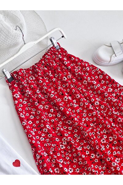 ENDAMIM ÇİÇEK DESENLİ KAT KAT VİSKON ETEK