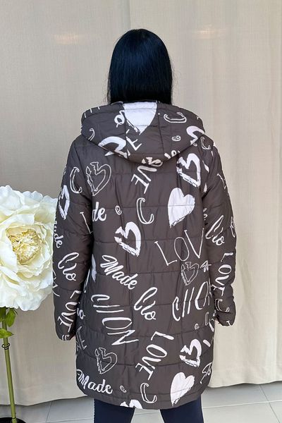 GÖKSEL Khaki Colored Love Design Large Size Coat
