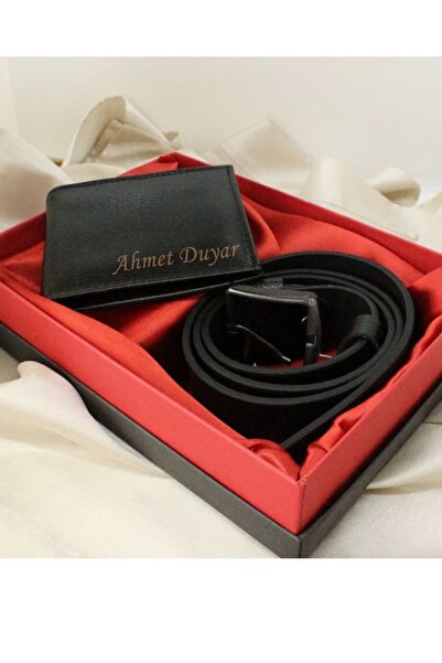 Sionar İsim Yazılı Erkek Cüzdan Kemer Seti, Özel Yazılı Erkek Hediye