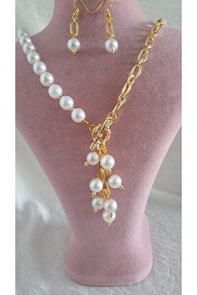 GUNESSAH AKSESUAR inci zincir kolye küpe