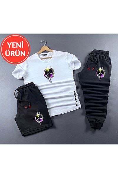 NEW TRENDY COLLECTİON New Season 3 τεμάχια κοστούμι αθλητική φόρμα - σορτς - μπλουζάκι Σετ αθλητικής φόρμας με σορτς