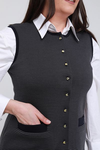 Laden Tricotaj de damă tricot din oțel bleumarin gri Vestă scurtă pentru mama