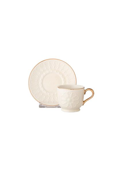 Rose Turkish coffee cup set made of porcelain with Islamic pattern