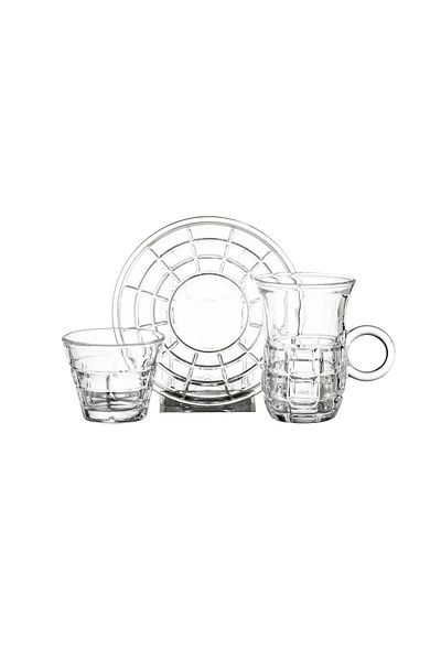 Dania Stoneware Glass Tea and Coffee Cup Set 36 Pieces 12 Persons