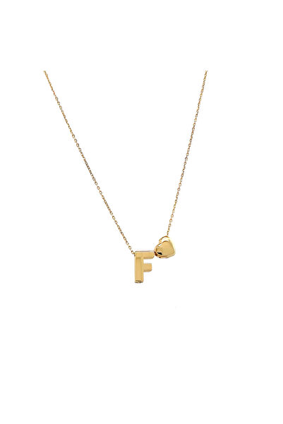 an altın nesil Altın Nesil - 14 Ayar F Harfli Kalpli Hayalet Zincir Altın Kolye