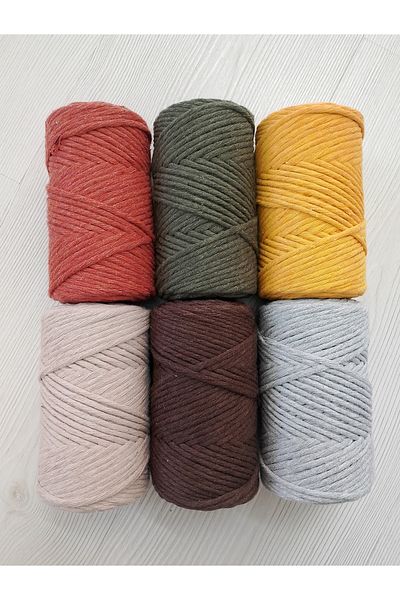Bevella Macrame Cord 3 mm Μονό Περιστρεφόμενο Πολύχρωμο Σχοινί Μακραμέ - 6 Τεμάχια
