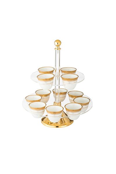 Dania Acrylic coffee cup holder with gold, 12 compartments