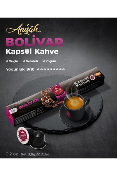 Anisah Coffee Bolivar Kapsül Kahve | 10'lu | Nespresso Uyumlu | Alüminyum Kapsül