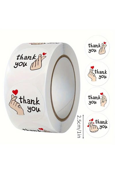 Onomo Life Heart Thank You Sticker 2.5cm 50 Pieces