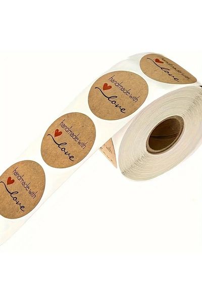 Onomo Kraft Handmade Love Sticker 2.5cm 50 Pieces