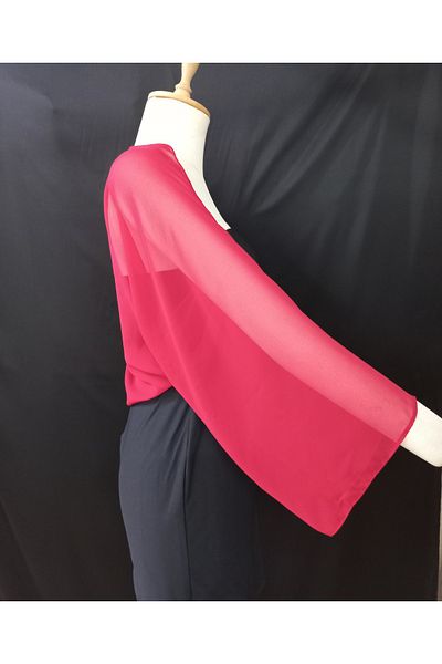 Qrsln Amylee Red Chiffon Sleeve Shawl