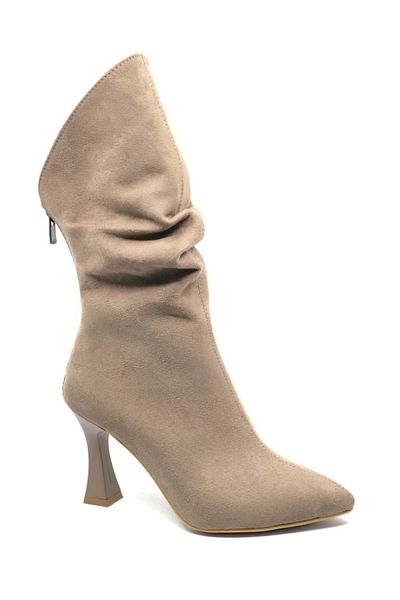 Kids Club Shoes Γυναικείες μπότες Mink - Πίσω φερμουάρ και κορδόνι