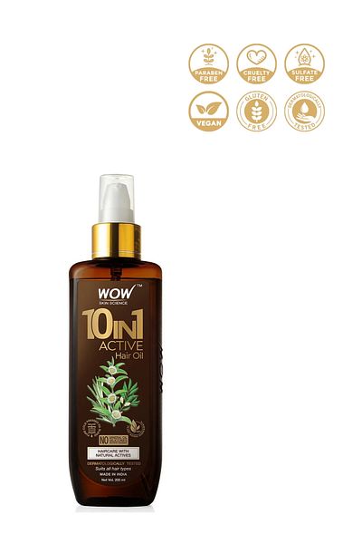 WOW Skin Science زيت شعر نشط 10 في 1 مكونات طبيعية مغذي، مرمم، مضاد لتساقط الشعر