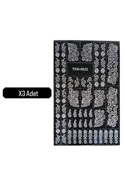 Metler Hint Kınası Için Kolay Desen Sticker Hint Kınası Deseni 3 Adet