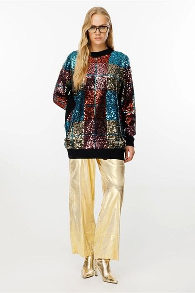 Ghisa Black Knitted Tunic - Sequin Detailed