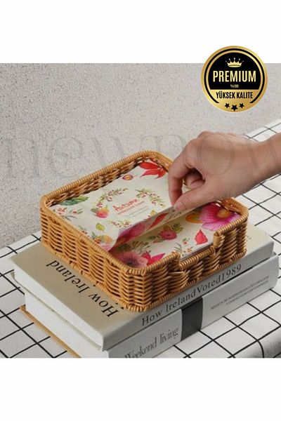 MASTER KİTCHEN Квадратна поставка за салфетки от ратан, органайзер от ратан