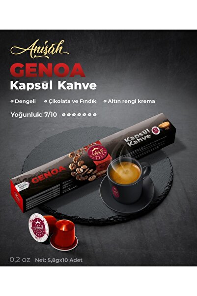 Anisah Coffee Genoa Kapsül Kahve | 10'lu | Nespresso Uyumlu | Alüminyum Kapsül