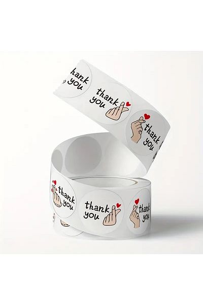 Onomo 2.5cm Hearted Thank You Sticker - 50 Pieces