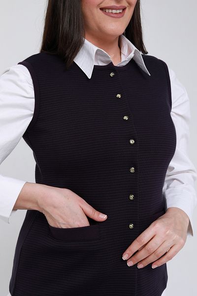 Laden Knitwear Women's Steel Mesh Thick Mother Purple Black Striped Non-Pilling Vest