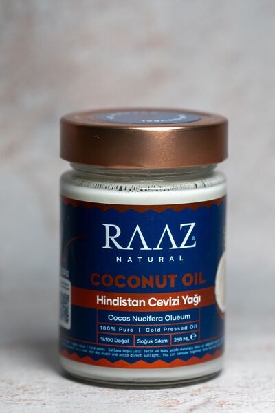 RAAZ Hindistan Cevizi Yağı 260 ml - %100 Doğal, Saf Ve Soğuk Sıkım