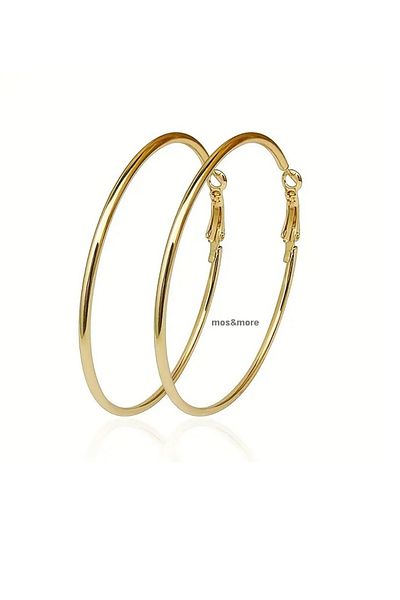 mos&more Gold 7cm Maxi Length Length Hoop Women's Earrings