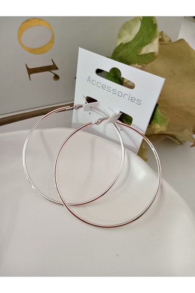 mos&more 6cm Silver Oversized Hoop Women's Earrings