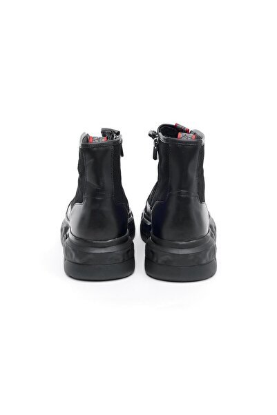 derinet Fermuarlı Bağcıklı Hakiki Deri Erkek Bot