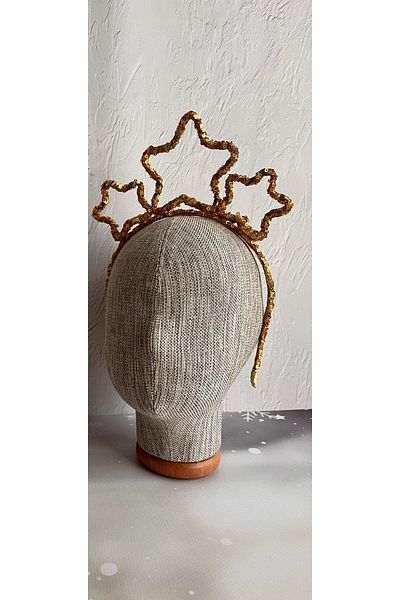 Magu Gold Sequined Star Girl's Crown