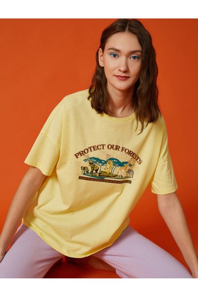 Koton Μπλουζάκι με στάμπα, βαμβακερό, oversized
