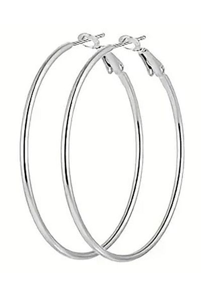 mos&more 6cm Silver Oversized Hoop Women's Earrings