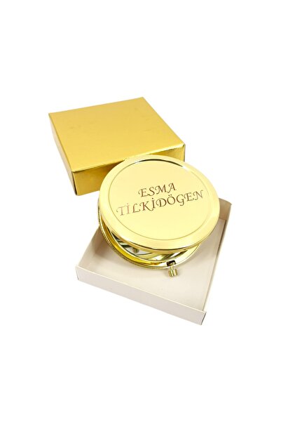 SürLaz İsme Özel Metal Cep Çanta Aynası Makyaj Aynası Kapaklı Kişiye Özel Ayn...