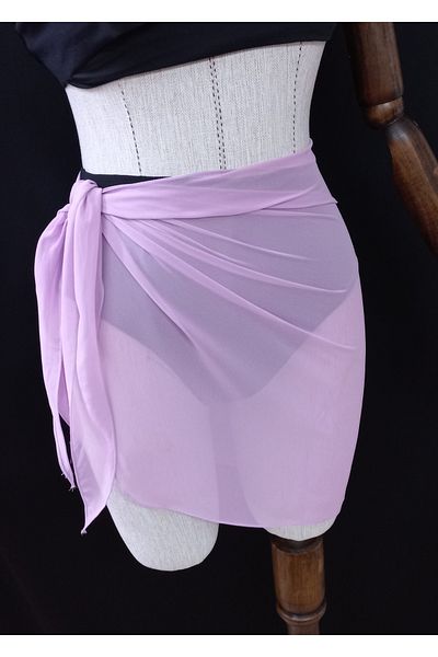 Qrsln Daisy Lilac Chiffon Short Pareo