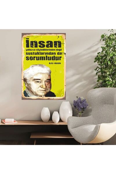 DURUSOY Ξύλινη ρετρό αφίσα από MDF, Αστεία ατάκες, Γραφές τοίχου, Τοπίο, Ιστο...