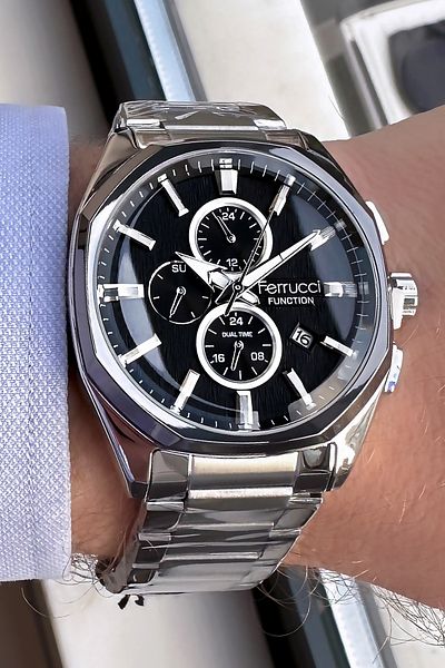Ferrucci Function Steel Strap Men's Wristwatch with Bracelet Gift Agr797