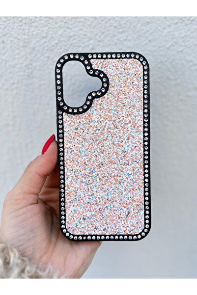 OSG iPhone 16 Uyumlu Taşlı Kenarlı Renkli Taşlı İç Yapılı Darbe Emici Ultra P...