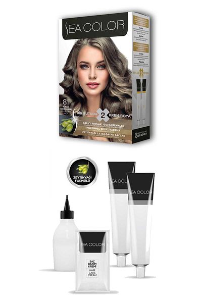 Sea Color 2X2 Tube Cream Hair Dye Set Ashy Light Auburn No:8.1