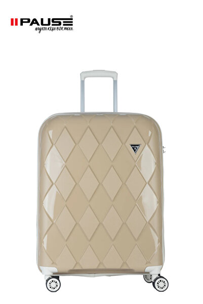 Pause GOLD BEJ POLİPROPİLEN ESNEK KIRILMAZ DAYANIKLI LÜKS ORTA BOY VALİZ