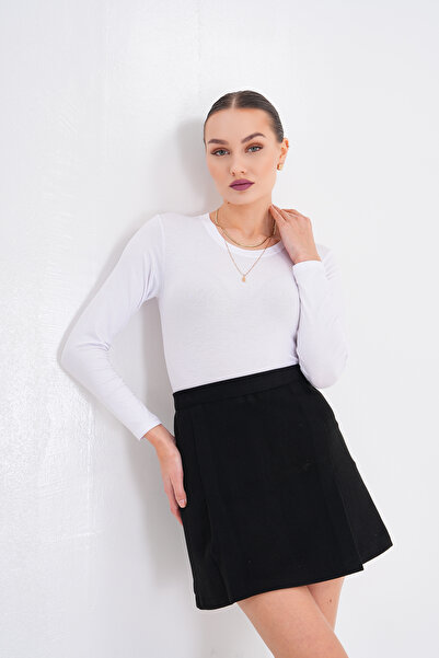 GigiTex Fusta mini clopot cu ștampilă neagră de calitate, mărime potrivită, lungime 43 cm, 8 culori, mărime 36-42