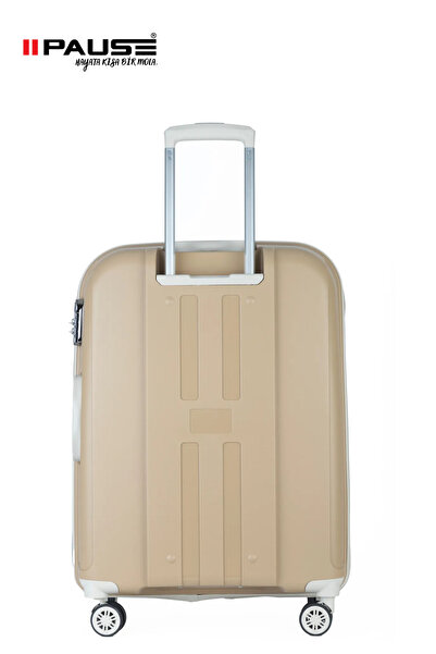 Pause GOLD BEJ POLİPROPİLEN ESNEK KIRILMAZ DAYANIKLI LÜKS KÜÇÜK BÜYÜK VE ORTA 3 LÜ VALİZ SETİ