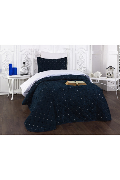 Levanzo Tek Kişilik Kadife Yatak Örtüsü Nayndi Petrol Yeşili