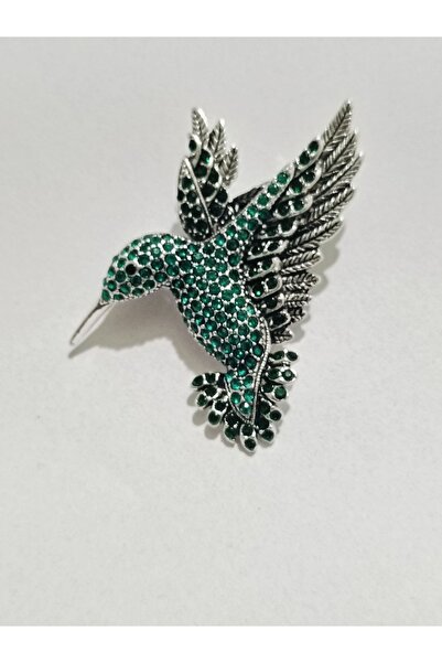 ESJ Zirkon Taş Sinek Kuşu Kadın Broş Gümüş Ebat: 4,5*5,5 Cm