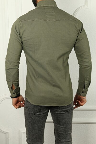 çerme Ανδρικό τζιν πουκάμισο χακί Ç12