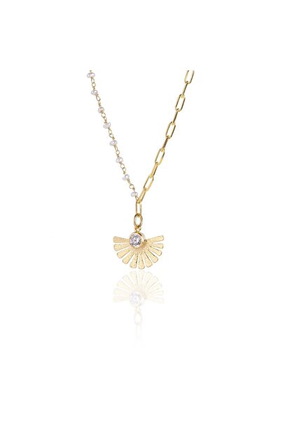 by Bahar Tetik İnci Taşlı Ataç Yelpaze Kolye