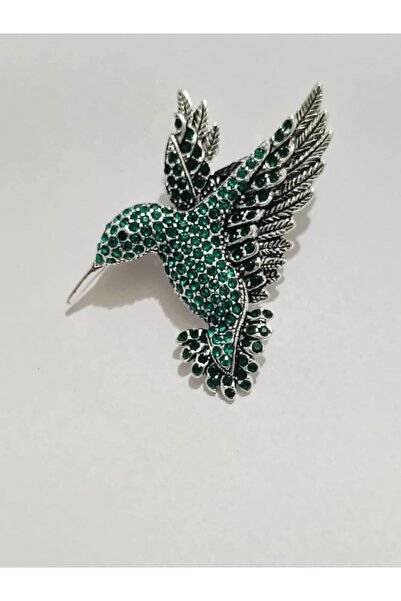 ESJ Zirkon Taş Sinek Kuşu Kadın Broş Gümüş Ebat: 4,5*5,5 Cm