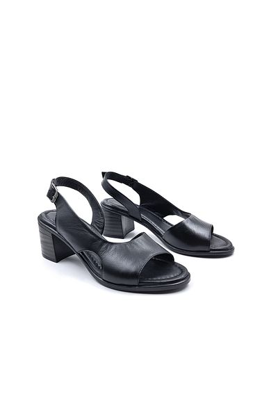 Bulldozer Pantofi de damă din piele naturală cu toc de 5 cm, sandale negre