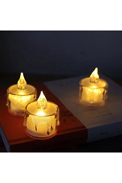3H Led Mum 5 Adet Ledli Mum Model Işıklı Tealight Mum Pilli (5 Adet Pilleri d...