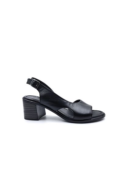 Bulldozer Pantofi de damă din piele naturală cu toc de 5 cm, sandale negre