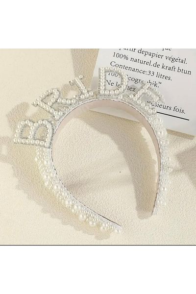 Store Bride and Bridesmaid Glasses and Gestures, Pearl Bridal Crown and Sash