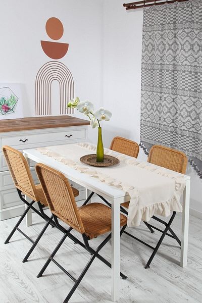 cotton maison Natural Ruffled Runner Vintage 50x130 εκ